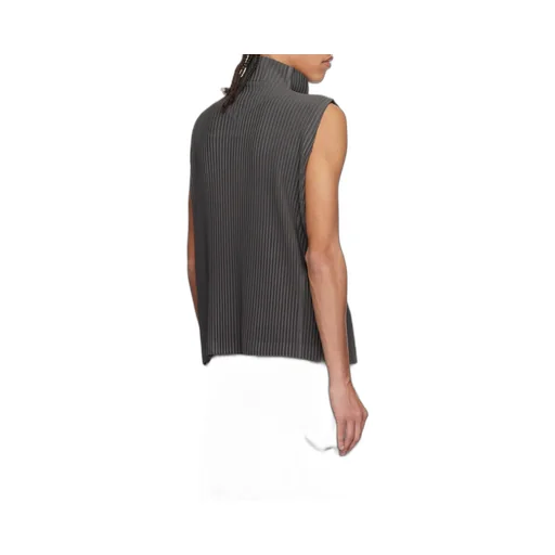 Pleated Zip-Front Vest