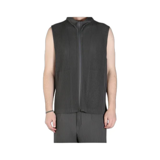 Pleated Zip-Front Vest
