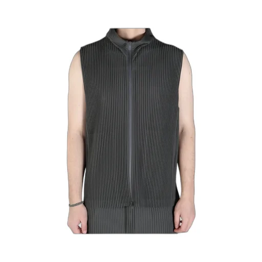 Pleated Zip-Front Vest