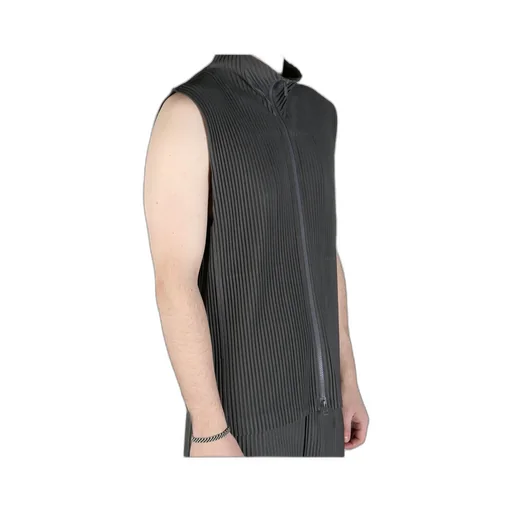 Pleated Zip-Front Vest
