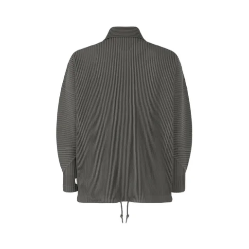 Pleated Button-Up Shirt