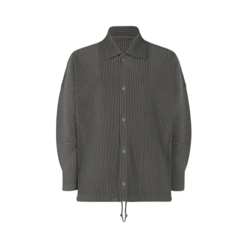 Pleated Button-Up Shirt