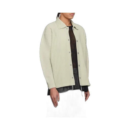 Pleated Button-Up Shirt
