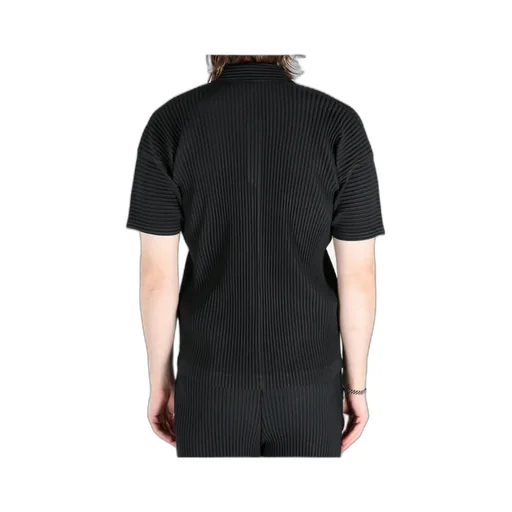 Short-Sleeved Pleated Polo Shirt