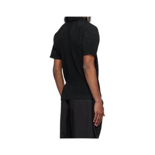 Short-Sleeved Pleated Polo Shirt