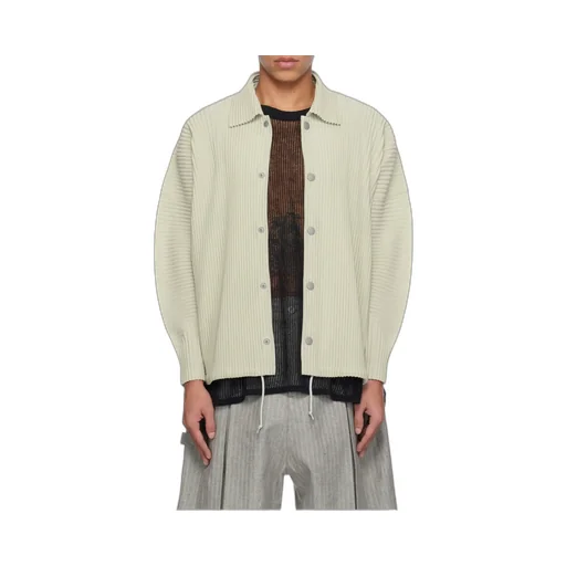 Pleated Button-Up Shirt