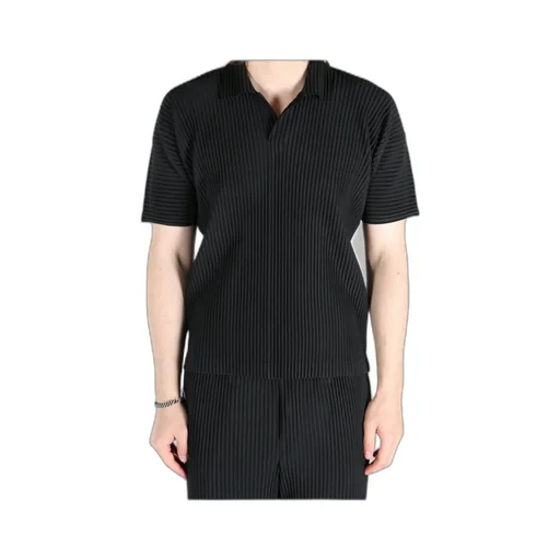 Short-Sleeved Pleated Polo Shirt
