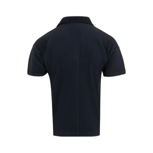 V-Neck Plissé-Effect Polo Shirt