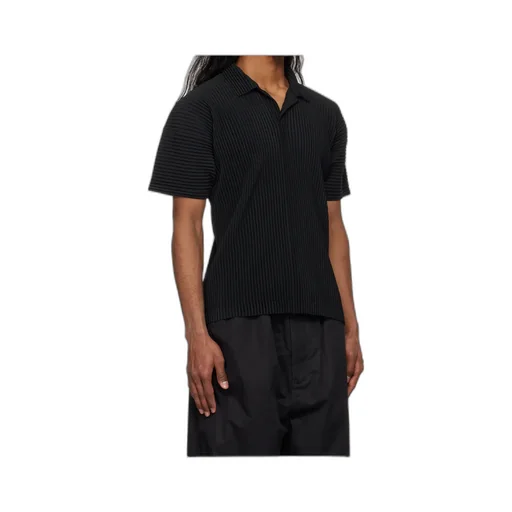 Short-Sleeved Pleated Polo Shirt