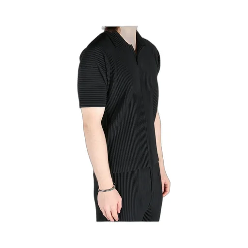 Short-Sleeved Pleated Polo Shirt