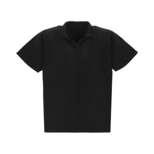 Pleated Split Neck Polo Shirt