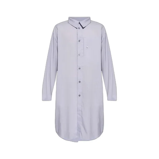 Ramie Folded-Yoke Longline Shirt