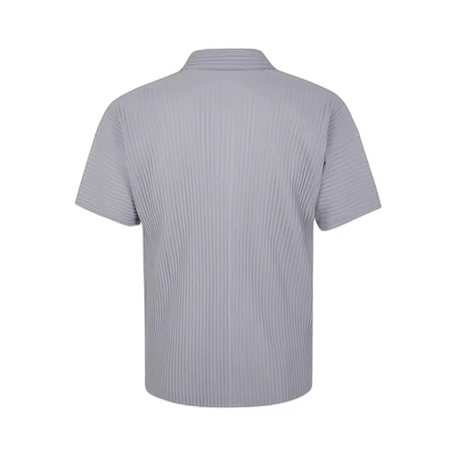 Pleated Split Neck Polo Shirt