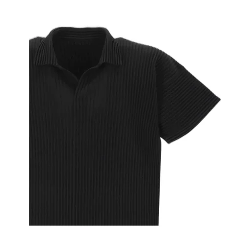 Pleated Split Neck Polo Shirt