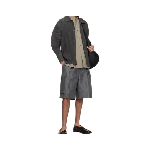 Pleated Button-Up Shirt