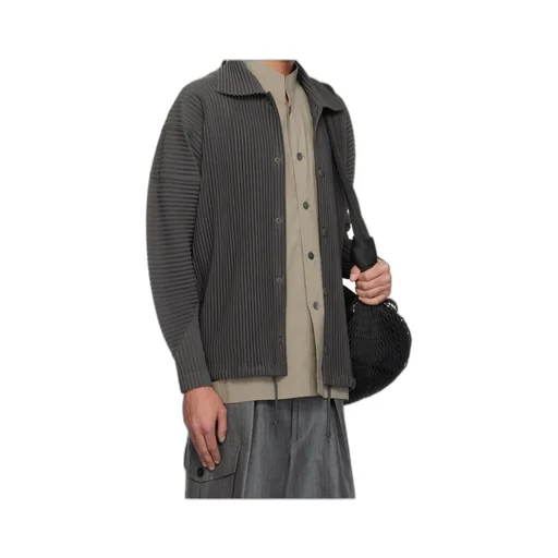 Pleated Button-Up Shirt