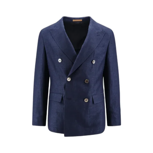 Double-Breasted Herringbone Blazer
