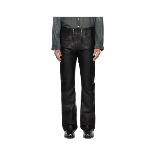 Zip-Detail Leather Trousers