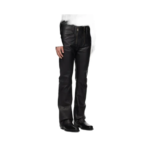 Zip-Detail Leather Trousers