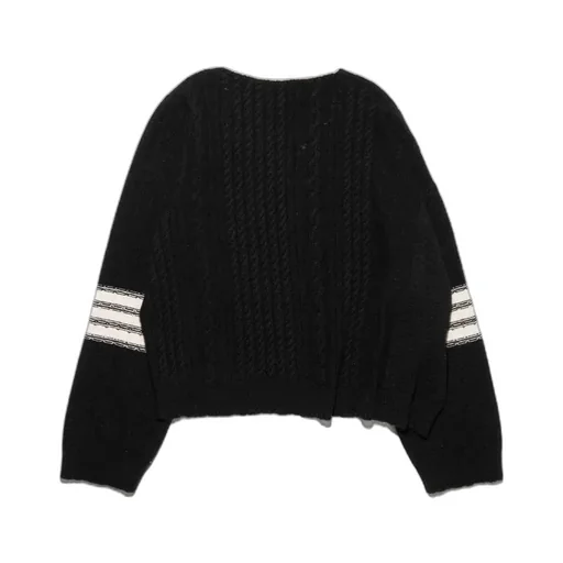 Asymmetrical Varsity V-Neck Sweater