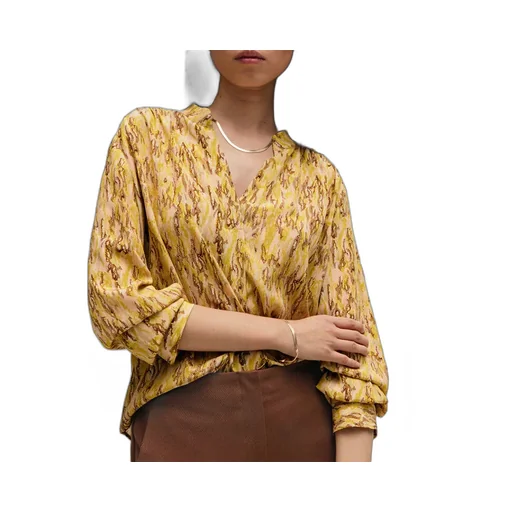 Abstract Print Silk Shirt