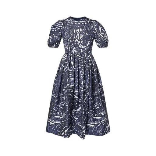 Short Sleeve A-Line Midi Dress