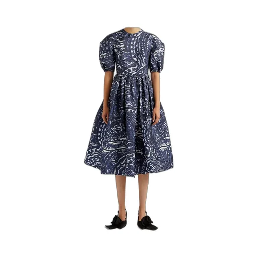 Short Sleeve A-Line Midi Dress
