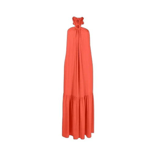 Pleat-Detail Halterneck Long Dress