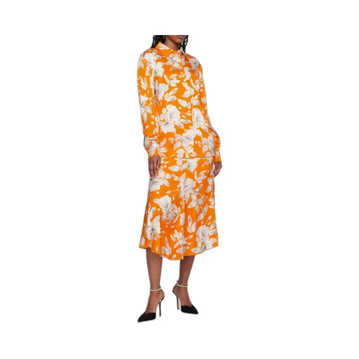 Floral-Print Satin Skirt