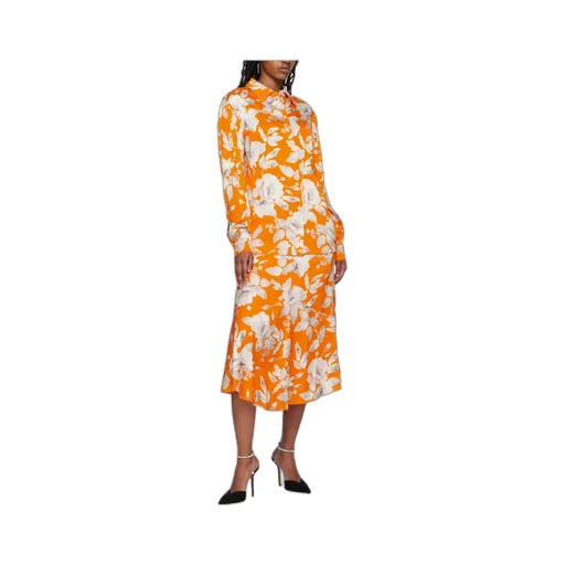 Floral-Print Satin Skirt