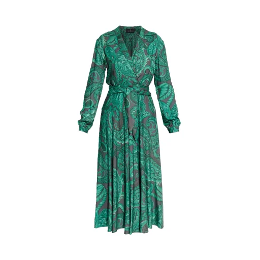 Belted Waist Printed Dress