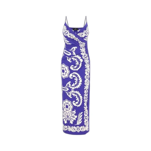 Draped Floral Maxi Dress With Spaghetti Straps