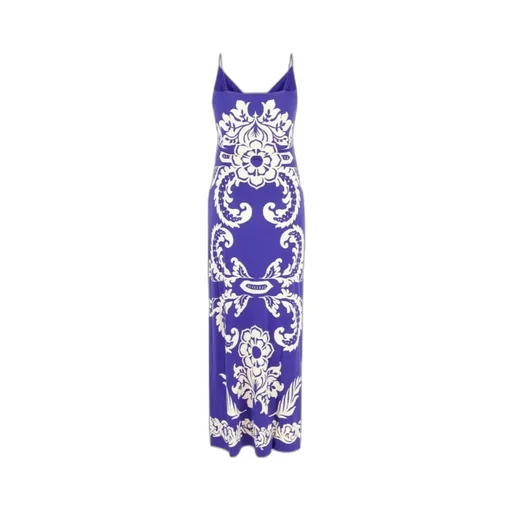 Draped Floral Maxi Dress With Spaghetti Straps