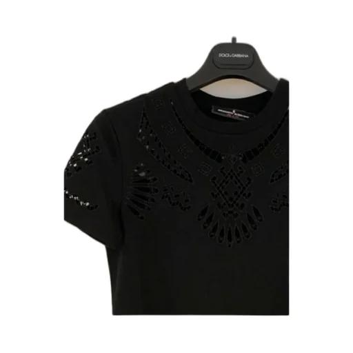 Geometric Pattern Hollowed-Out T-Shirt
