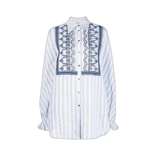 Stripe-Print Embroidered Shirt