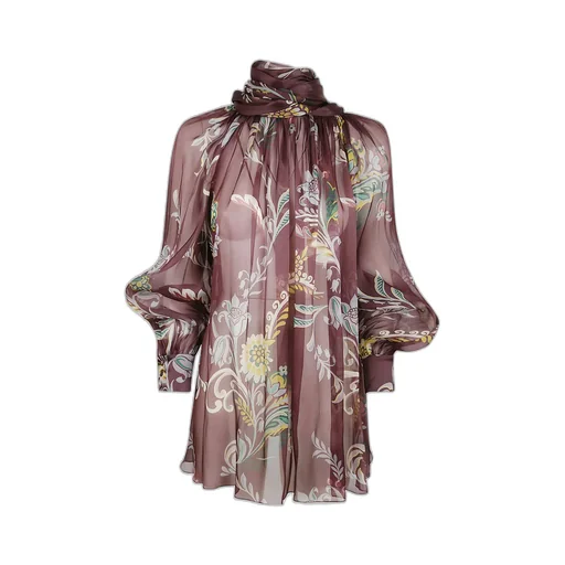 Floral-Print Silk Top
