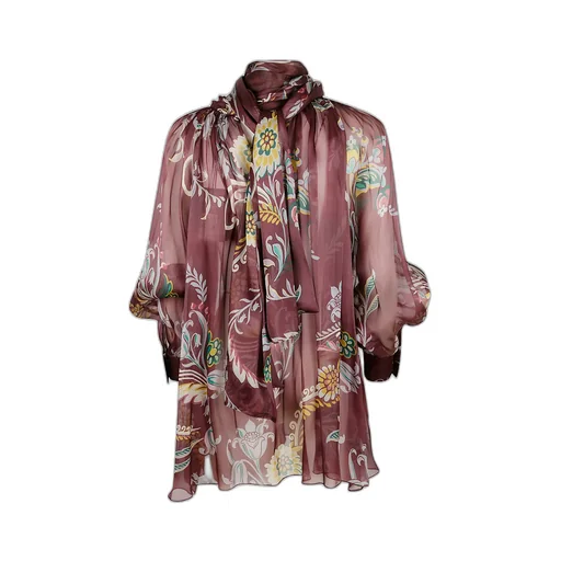 Floral-Print Silk Top