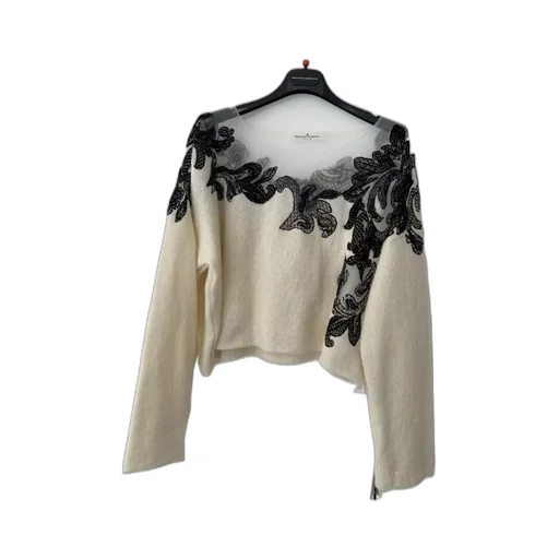 Long-Sleeved Lace Detail Sweater