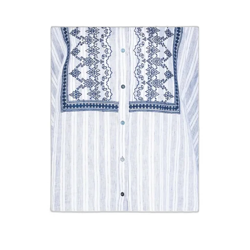 Stripe-Print Embroidered Shirt
