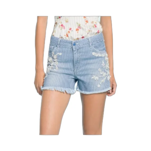Striped Embroidered Shorts