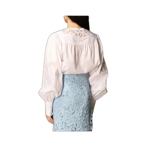 Lace-Detail Tied-Neck Blouse