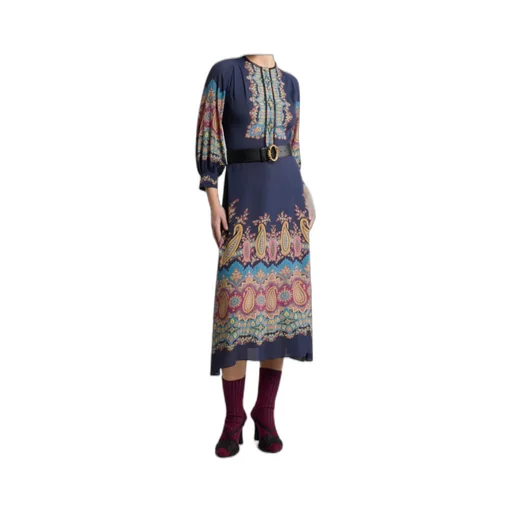 Long Sleeved Paisley Printed Dress