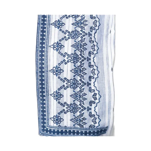 Stripe-Print Embroidered Shirt