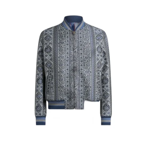 Bomber Jacket With Floral And Medallion Motif
