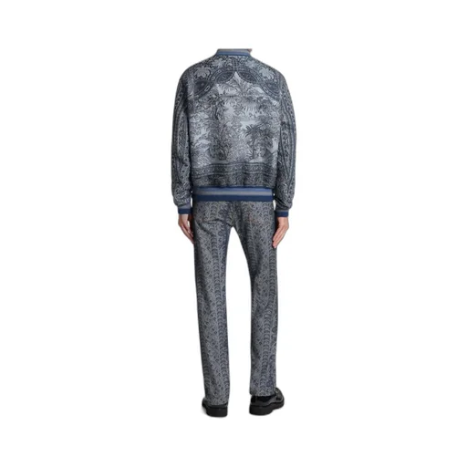 Bomber Jacket With Floral And Medallion Motif