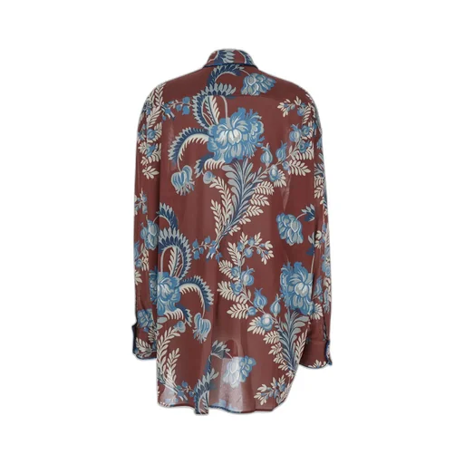 Floral Printed Curved Hem Shirt