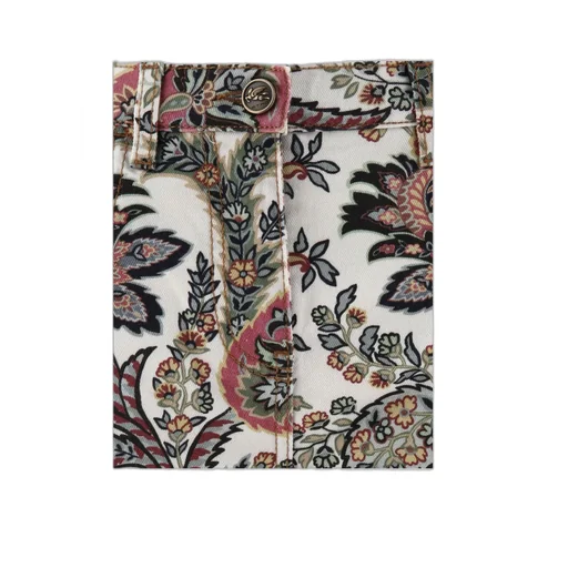Paisley-Printed Logo Patch Jeans