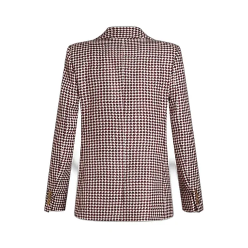 Houndstooth Patterned Straight Hem Jacket