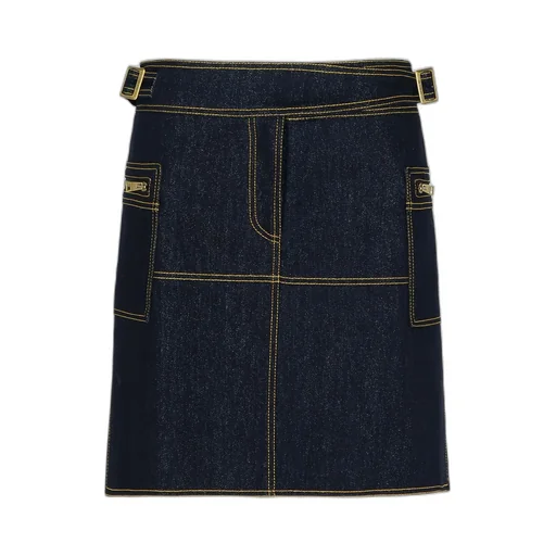 Contrast-Stitched Denim Mini Skirt