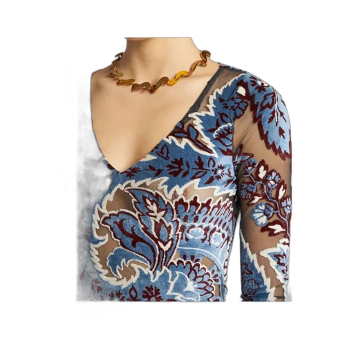 Jacquard Velvet Tulle Dress